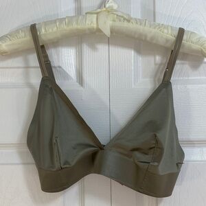 NWOT Joe Fresh Satin Khaki Women's Triangle Bralette in Nylon Spandex, M
